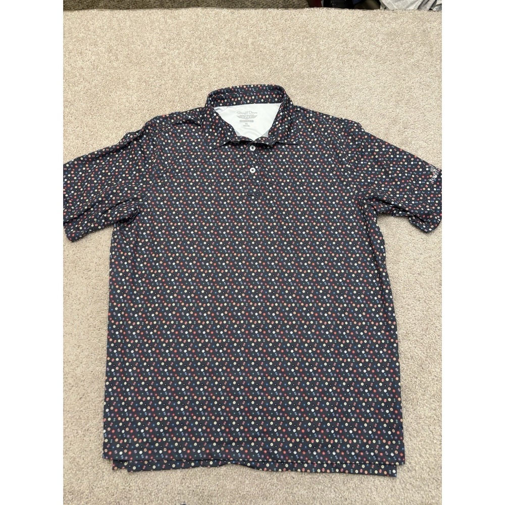 Straight Down Golf Polo Shirt Mens XL Pool Balls All Over Geometric Stretch - Picture 2 of 7